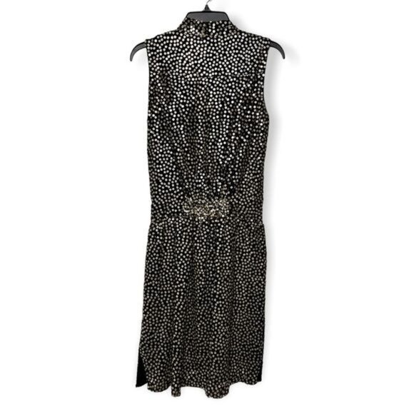 Diane von Furstenberg Black Gold Issie Sequin Mini Dress Size 4 - Picture 6 of 11